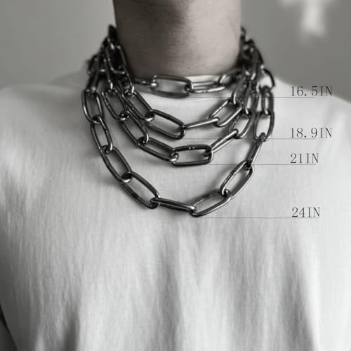Men's Heavy Duty Quee Goth Grunge Chunky Necklaces Punk Stainless Steel Alternative Industrial Collar Choker Link Chain For Women Jewelry4