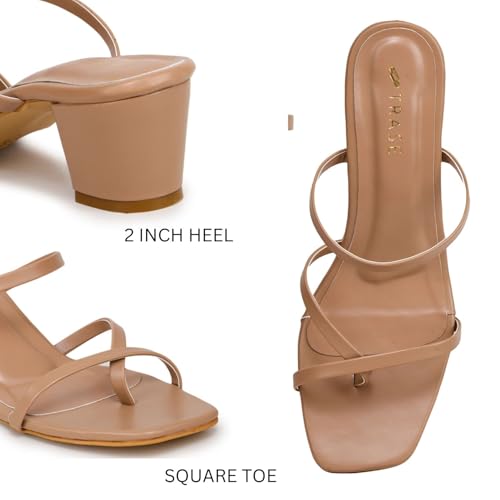 Image of TRASE Block Heel Sandals For Women - Heels For Women - Ladies Stylish Sandal - Heels Sandals For Girls - Comfortable Heels Footwear - Block Heels Sandals For Women