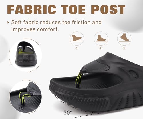 Image of COFACE Men Orthopedic Footbed Flip Flops Fabric Toe Post Beach Sandals Size 7-15