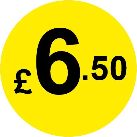 Permanent Adhesive - Black & Yellow 30mm Price Stickers/Labels from £5.45 to £17, 5000, £6.50 — image 1