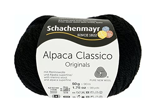 Schachenmayr Alpaca Classico, 50G schwarz Hilos Para Tejer A Mano Cover