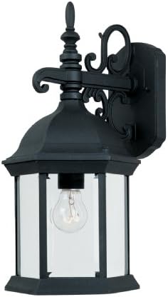 Designers Fountain Devonshire Outdoor Light Fixture, 16.5 Inch Exterior Wall Lantern Sconce for Front Door, Patio and Porch, Black, 2971-BK