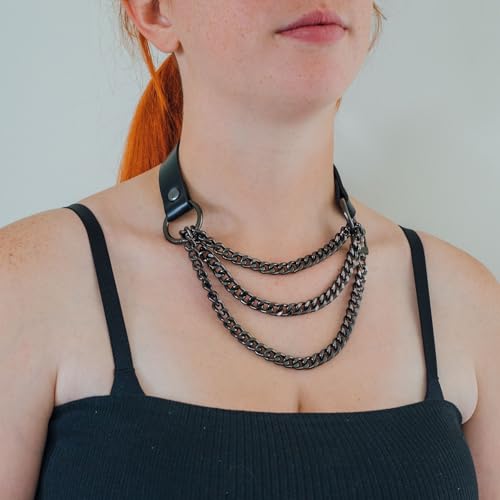 Handmade Black Choker Necklace for Women, Gold Layered Necklaces Choker Collar, Halloween Christmas Jewelry Gift for Women4