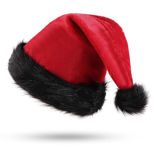 KONVINIT Gorros de Navidad de Felpa de Papá Noel Peludo Gorro papá Noel Sombrero de Navidad X-Mas Sombrero de Papá Noel Adulto