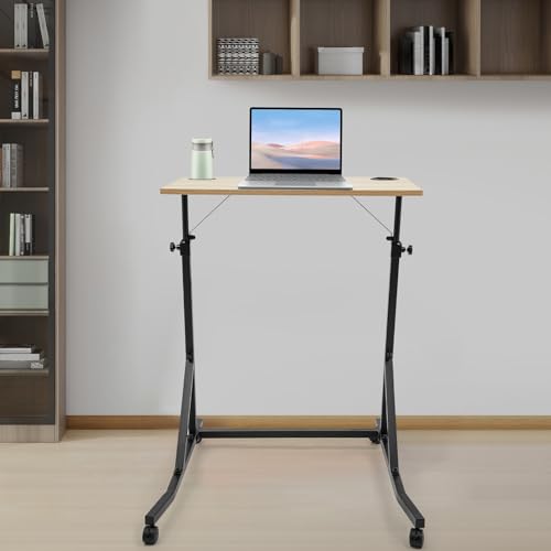Scrivania Da Bicicletta Per Cyclette, Walking Pad Tapis Roulant, Tavolo Da Allenamento Con Ruote, Altezza Regolabile 90 – 118 Cm, Tavolo Da Ufficio, Per Appartamenti, Uffici, Palestre, Colore Log - 5