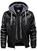 HOOD CREW Men's PU Leather Jacket with Detachable Cap - Windproof, Warm & Multifunctional Waterproof, Multiple Pockets #1