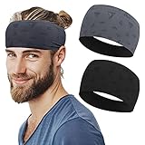 Sport Stirnband - Breite Dünn Anti Rutsch Elastisch Stirnbänder für Jogging, Laufen, Wandern, Radfahren, Motorrad Fahren - 2 Stück