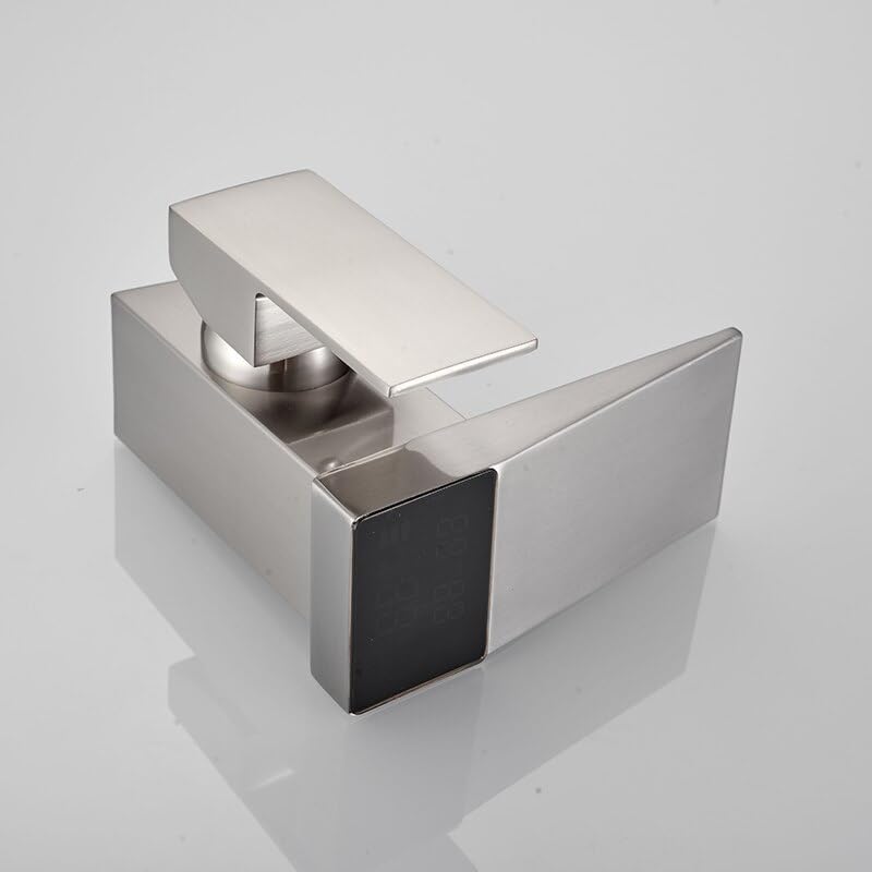 Smart Digital Display Basin Sink Faucet Deck Mount Waterfall Taps Single Hole Cold Hot Water Mixer Bathroonm Washing Tub Crane