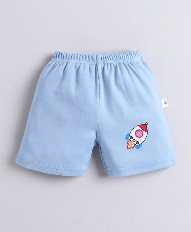 Image of BUMZEE Boys Regular Fit Cotton Graphic Print Regular Above Knee Length Shorts Pack of 4