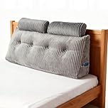GREENSAPPIRE Headboard Pillow Wedge Back Reading Pillow for Bed Adult Large Triangular Headboard Cushion with Removable Cover Adjustable Lumbar Support Cushion for Backrest (Grey, 120CM)