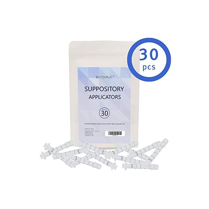 Bitomic Disposable Gel Cream Vaginal 5ml Applicators - 30pc | Hygienic Single Use, Single Wrapped Applicator with Dosage…