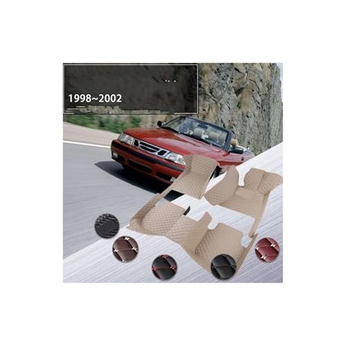 Alfombrillas Moqueta para Saab 9-3 Cabriolet YS3D 1998-2003 Alfombrilla para Coche Alfombra para Suelo Alfombrilla Cuero A Prueba Agua Alfombrilla Coche Alfombrillas Coche(RHD 1 Set 2)