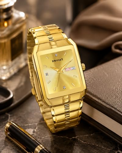 Image of HMXT-12 Golden Day & Date Stainless Steel Analog Watch for Men
