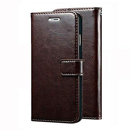 Image of ClickCase for Realme Narzo 20 pro Vintage Series Leather Wallet Flip Case Kick Stand with Magnetic Closure Flip Cover for Realme Narzo 20 pro (Coffee Brown)