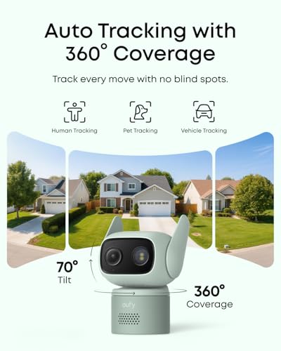 Image of eufy Security Indoor /Outdoor Camera C31, IP66, Spotlight-Free Color Night Vision,360 Coverage Pan and Tilt, AutoTracking,AI Human /Vehicle /Pet /Cry Detection,24 /7 Recording,Green (No Subscription)