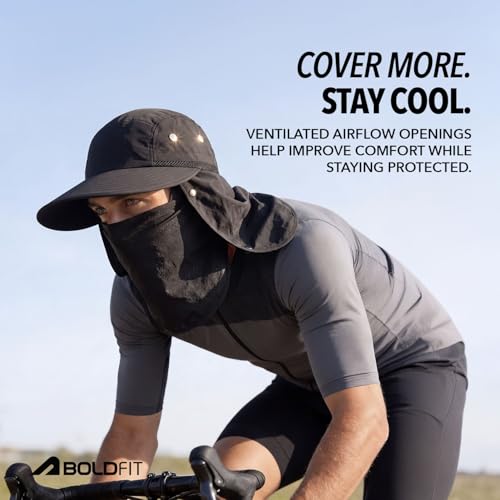 Image of Boldfit Sun Guard Cap for Men & Women UPF Sun Protection Outdoor Hat with Detachable Face & Neck Cover Adjustable & Breathable Cap for Hiking, Trekking, Fishing, Beach & Travel - Grey