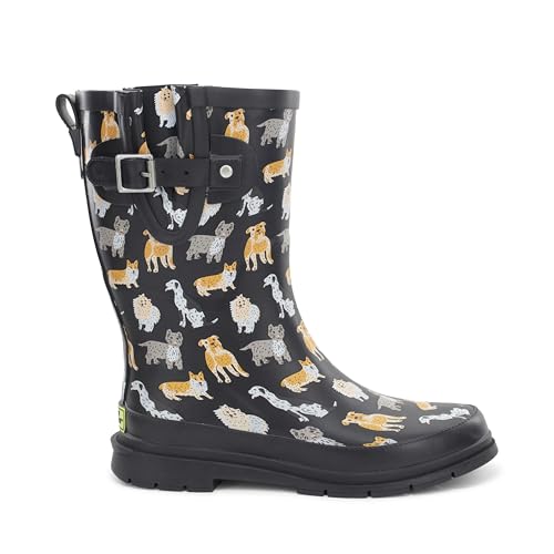 Image of Western Chief Women's Waterproof Mid Rain Boots | Ladies pull on mid rain boots with adjustable buckle, cushioned insole, and rubber outsole for wet weather and outdoor wear.