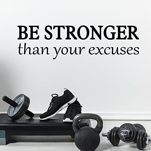 Be Stronger Than Your Excuses Quote Wall Decal Vinyl Stickers, Removable Fitness Gym Art DIY Sticker Inspirational Quote Mural for Gym Bedroom Living Room Office Home Window Door Decoration