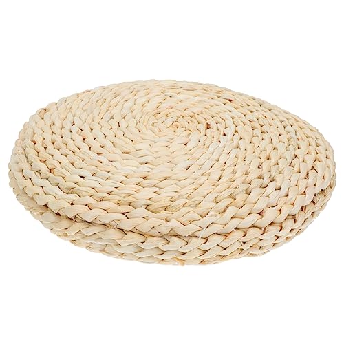 OUNONA 1Pc Round Corn Husk Woven Cushion Thickened Meditation Pad for Yoga Living Bedroom Office Comfortable Floor Mat for Sitting and Relaxation