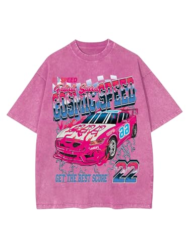 SOLY HUX Men's Graphic Print T-Shirt Vintage Drop Shoulder Short Sleeve Casual Loose Tees Summer Outfits