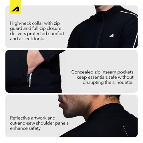 Image of Boldfit Jacket for Men Lightweight Quick Dry Polyester Raglan Sleeve Reflective Running Sports Jacket for Men Full Zip Gym Workout Training & Outdoor, Travel All Season Jacket with Zipper Pockets
