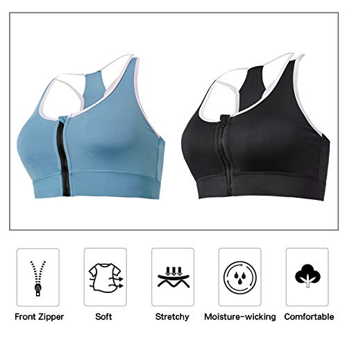 pedkit Sutiã feminino com zíper frontal esportivo Strappy Racer traseiro removível acolchoado ioga a