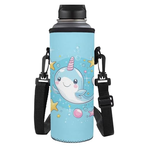 HUGS IDEA Soporte para botella de agua, soporte ajustable de poliéster para botellas de agua con correa para el hombro para niñas, Baby Shark, L, Organizador de bolsas