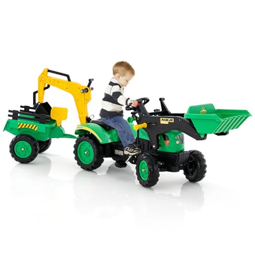 COSTWAY Tractor Pedales Niños 3 en 1 (Verde)