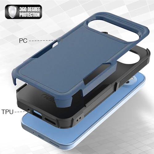 Image of KARWAN Shockproof Back Case Cover Compatible with Google 9 /10 Pro, Heavy Duty Case with 360 Degree Camera Protection, Dual Layer Rugged Bumper Protection Cover with Matte Finish (Blue)
