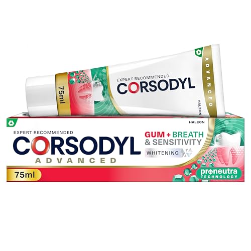 Corsodyl Toothpaste Gum+ Sensitivity Whitening Toothpaste for Gum Care & Fresh Breath 75ml