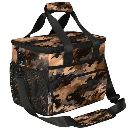 Camouflage Pattern Insulated Picnic Backpack Lunch Box for Women Men Picnic Basket Tote Lunch Bag Picnic Bag Portable Lunch Bags for Picnic, Beach, Work, Trip,Office, Camp Abstract Military Texture