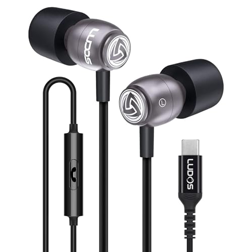 Image of LUDOS Clamor USB C Headphones for iPhone 17 16 15 Pro Max Plus Air iPad Pro, 5 Years Warranty, USB-C Earbuds for Samsung Galaxy S26 S25 S24 S23 Ultra S22 S21 FE S20 A55 A54 A53, USB Type C Earphones