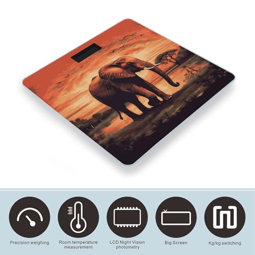 Báscula digital de baño Sunset Elephant de vidrio templado miniatura 3