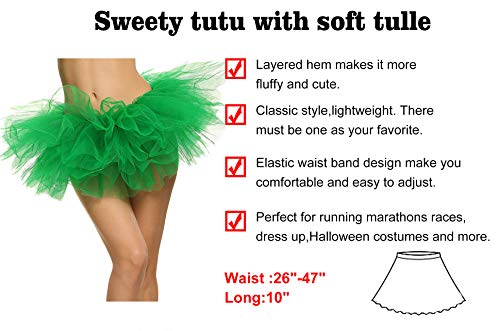 Simplicity Green Tutu Women's Dance Tutu Layered Organza Clubwear Mini Skirt Party Dress Green Tutu For Women, Sante Green #TOP1