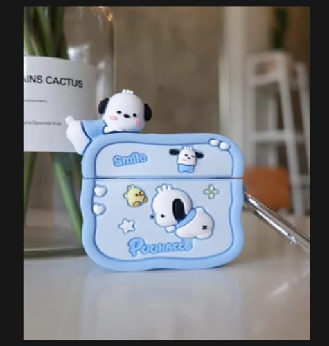Image of DEZET Cute Soft Silicone Pouh Case for Airpods Pro GEN-2 (2022) � 3D Cartoon Animal Character Cover with Keychain Ring, Shockproof & Dustproof Protective Case for Kids & Girls (Smile Sky POCHU)