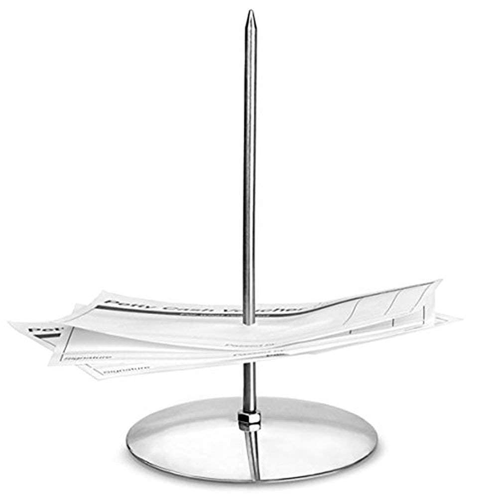 ikis - 2 Pack 180 mm Long Stainless Steel Desk Straight Rod Paper Memo Holder Fork Receipt Note Spike Stick 1