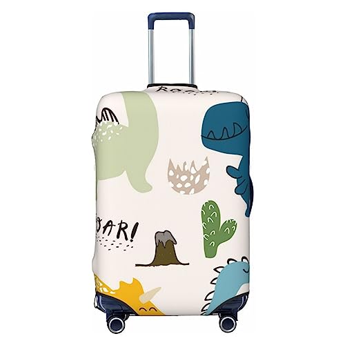 Childish Dinosaur Luggage Cover TSA Approved Stylish Dust and Scratch Resistant Luggage Case Protector Washable Elasticated Luggage Covers for Kids and Adults