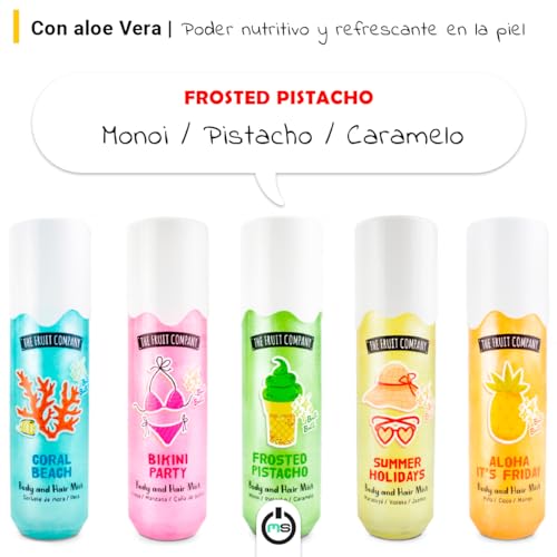 The Fruit Company Hair & Body Mist 200ml | Aroma Monoi, Pistacho y Caramelo | Frosted Pistacho – Hidrata y Refresca tu Cuerpo y Cabello. - imagen 3