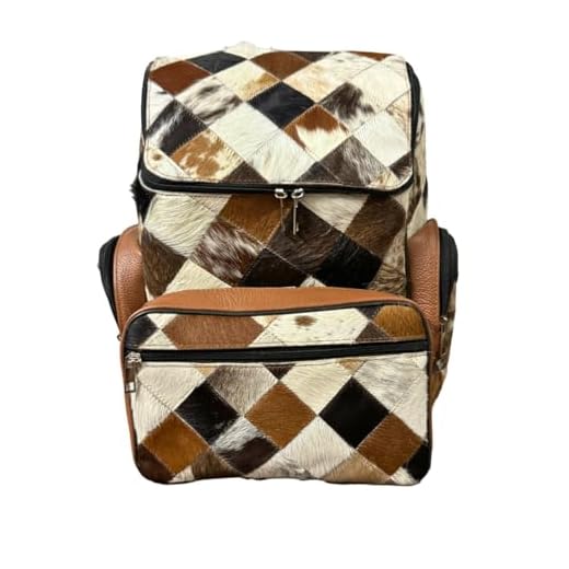 Cowhide Patchwork Travel Backpack for Moms