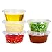 EDI Clear Disposable Plastic Portion Cups with Leakproof Lids - 50 Sets, 3.25 OZ, BPA Free, Recyclable - Jello Shot, Condiment & Dipping Sauce, Souffle Cups
