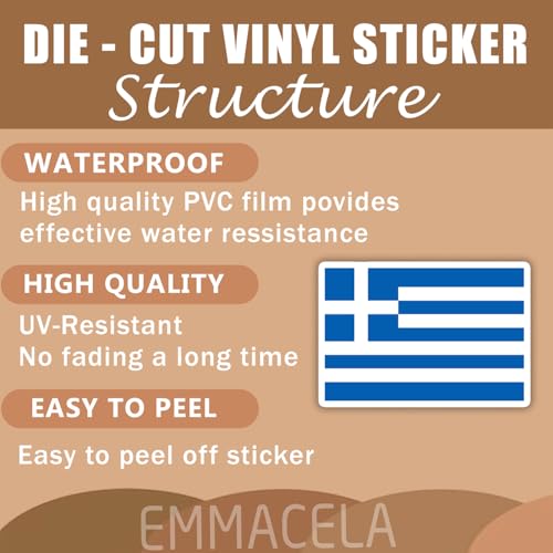 Image of (3PCS) Greece Flag stickers, Countries Flag Stickers - Waterproof Vinyl Decals For Laptops, Tumblers, Water Bottles, Books, Scrapbooks, Size 3 x 2 Inch
