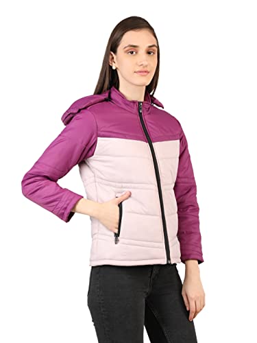 Image of CHKOKKO Polyester Women's Winter Standard Length Quilted Jacket Light Plum Baby Pink S, Small