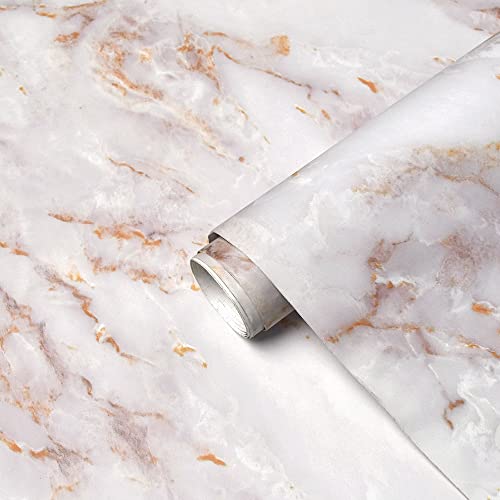 Cohoo Home Marble Contact Paper for Countertops 15.7inW 787inL Marble Peel and Stick Wallpaper Removable Self Adhesive Wallpaper Matte Peel and Stick Countertops Kitchen Cabinet Waterproof White/Gold by Cohoo Home - Used condition - US$16.42
