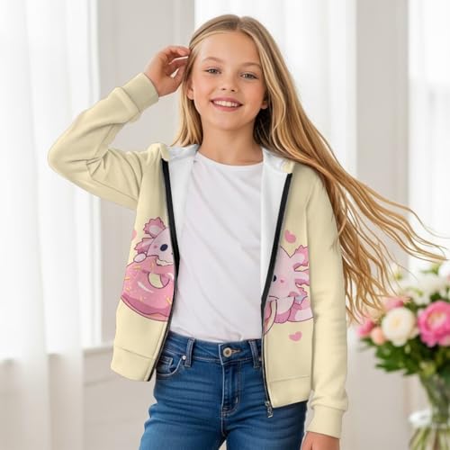 Girl Long Sleeve Hoodie with Pockets Zip Up Sweatshirts Tops Casual Soft Jacket for Kids 6-16 Years4