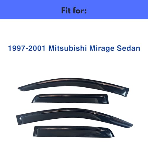 Image of IG Window Visors Fit for 1997-2001 Mitsubishi Mirage Sedan, Out-Channel Rain Guards Vent Wind Deflectors 4PC, Car Accessories for 97-01 Mirage (Sedan Only)
