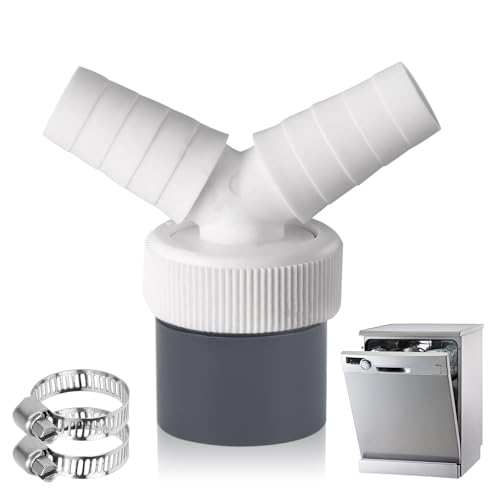 Waschmaschine Abfluss Adapter, Doppelanschluss für Waschmaschine, 1 1/4 mm Y-adapter für Schlauch mit Eingangsstutzen von 19-24 mm und Abgang 40 mm Rohr mit Schlauchschelle Waschmaschine Abfluss Adapter, Doppelanschluss für Waschmaschine, 1 1/4 mm Y-adapter für Schlauch mit Eingangsstutzen von 19-24 mm und Abgang 40 mm Rohr mit Schlauchschelle