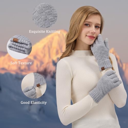 REACH STAR Winter Gloves for Women-Upgraded Touch Screen Elastic Thermal Knit Lining Warm Gloves for Cold Weather - Image 3