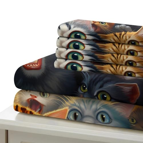 Housse de couette chat imprimé 3D avec microfibre haute densité ultra douce - 7