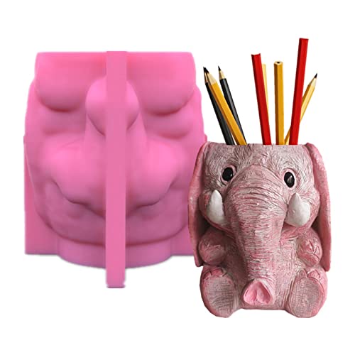 Sitting Elephant Concrete Flower Pot Molds Succulent Planter Vase Silicone Molds Candle Pen Holder Mold Epoxy Resin Plaster Cement Clay Mould #TOP2