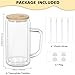 Maucircol 16 Oz Snow Globe Tumbler With Handle, Pre-Drilled Double Wall Snow Globe Glass Cup For Glitter, 4 Pack